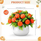 Suncalla 2 Pack Artificial Orange Potted Plants 7.09 Inches Fake Orange Tree Simulation Realistic Fruit Plant with Pot Faux Tree Indoor Decoration for Home Office Living Room Table Desk