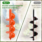 Insaga 4'' x 24'' Auger Drill Bit for Planting, Extra Long Heavy Duty Earth Auger for Post Hole Digger, 0.98'' Hollow Shank, Bright Orange Coating, Fit 3/8'' Hex Drive for Fence Post Tree Bulb Garden