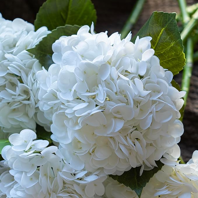 DUYONE 4Pcs 22 inch Lifelike Artificial Hydrangea, 2 Pink & 2 White Large Flowers Artificial Flowers Dry Flowers Outdoor Wedding Christmas Office Family Party Living Room Table Deco