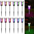 Qualirey 12 Pack Solar Bug Zapper Outdoor Waterproof Mosquito Repellent Killer Bug Zapper Lamp with LED Light for Outdoor Garden Patio Yard (Purple and Colorful Light,Silver)