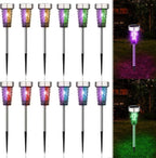 Qualirey 12 Pack Solar Bug Zapper Outdoor Waterproof Mosquito Repellent Killer Bug Zapper Lamp with LED Light for Outdoor Garden Patio Yard (Purple and Colorful Light,Silver)