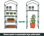 Worth Garden 4 Tier Mini Greenhouse - 63'' H x 27'' L x 19'' W - Sturdy Portable Gardening Shelves with Durable PE Cover w/ Roll-Up Zipper Door- Small Green House Indoor & Outdoor for Plants Flowers