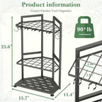 Faesun Garden Tool Organizer for Garage, Heavy Duty Garden Tool Storage Organizer with Secure Slots & Hooks, Freestanding Long Handle Tool Rack for Shovels, Rakes, Brooms, Garage, Shed & Yard