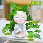 Face Plant Pots Head Planters - Face Flower Pot Head Planter with Cat, Succulent Pots with Drainage Hole, Resin Lady Planter for Indoor Outdoor, Home Decor, Mother's Day/Women Gifts