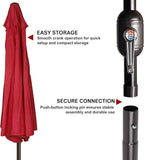 Blissun 9' Outdoor Patio Umbrella, Outdoor Table Umbrella, Yard Umbrella, Market Umbrella with 8 Sturdy Ribs, Push Button Tilt and Crank
