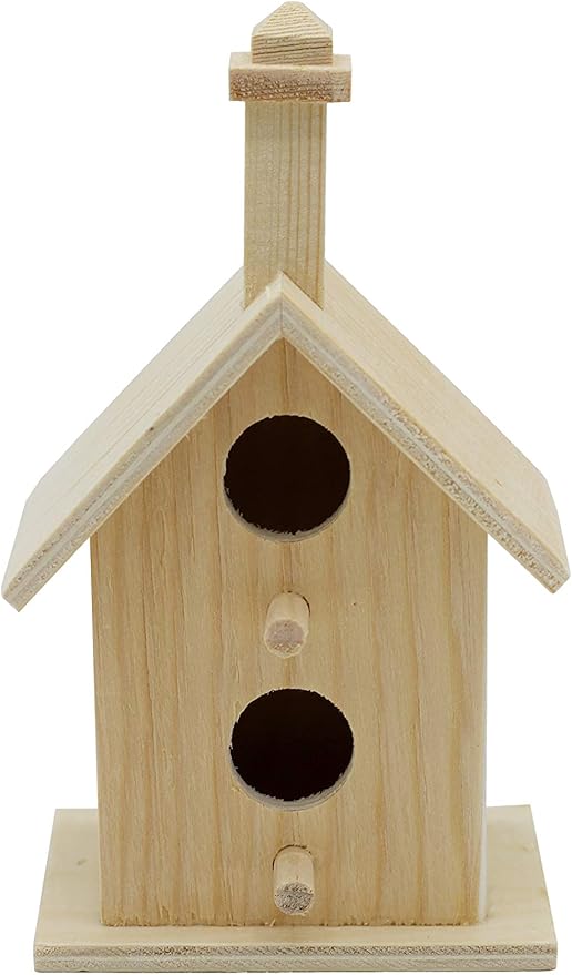 Creative Hobbies® Mini 4 Inch Tall Birdhouse - Set of 4 Styles, Small Unfinished Wood Ready to Paint or Decorate