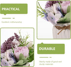 LALAFINA Faux Hydrangea Orchid Bonsai Plant Purple Artificial Plant Ornament Lifelike Greenery Decor for Living Room Home Office Table Display