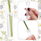 baotongle 50pcs Single Rose Sleeves with 50pcs Floral Water Tubes and Ribbons Single Flower Bags Plastic Flower Wrap for Mother's Day Wedding Birthday Supplies