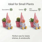 Succulent pots, 4 inch Plant pots gnome Garden Decor Planters for Indoor Plants with Drainage, Gifts for Mom Grandma Women
