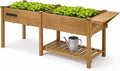 ketive Raised Garden Bed with Legs Outdoor,Elevated Garden Box,Storage Shelf, Protective Liner for Backyard,Patio,Balcony,80x23x30in (Brown)