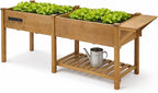 ketive Raised Garden Bed with Legs Outdoor,Elevated Garden Box,Storage Shelf, Protective Liner for Backyard,Patio,Balcony,80x23x30in (Brown)