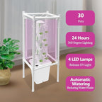 Hydroponic Tower Growing System Kits with LED Grow Lights 30 Pods Indoor Vertical Planter Germination Kit 6 Layers Hydroponic Tower for Fruits, Vegetables, Herbs, and Miniature Greens (White)