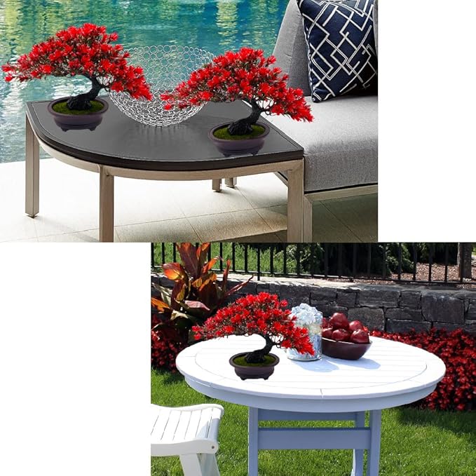 Artificial Plants & Greenery Fycooler Fake Plants Plastic Artificial Bonsai Tree, Red Bonsai Tree Juniper for Home Bedroom Living Room Office Desk Bookshelf Farmhouse Decor Zen Garden Decorations
