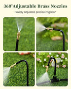 RAINPOINT 50FT Drip Irrigation System, Garden Watering Kit with 15pcs 360°Adjustable Copper Nozzles, Automatic Atomizing Watering Sprinkler System for Greenhouse, Lawn, Raised Beds, Outdoor Plants