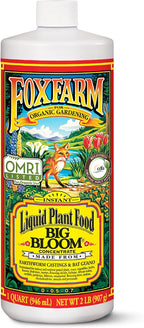 Fox Farm Big Bloom Liquid Plant Food - Organic Bloom Fertilizer for Flowering & Fruiting Plants, Contains Earthworm Castings & Bat Guano - Supports All Stages of Plant Growth - 0-0.5-0.7 NPK, 1 Quart