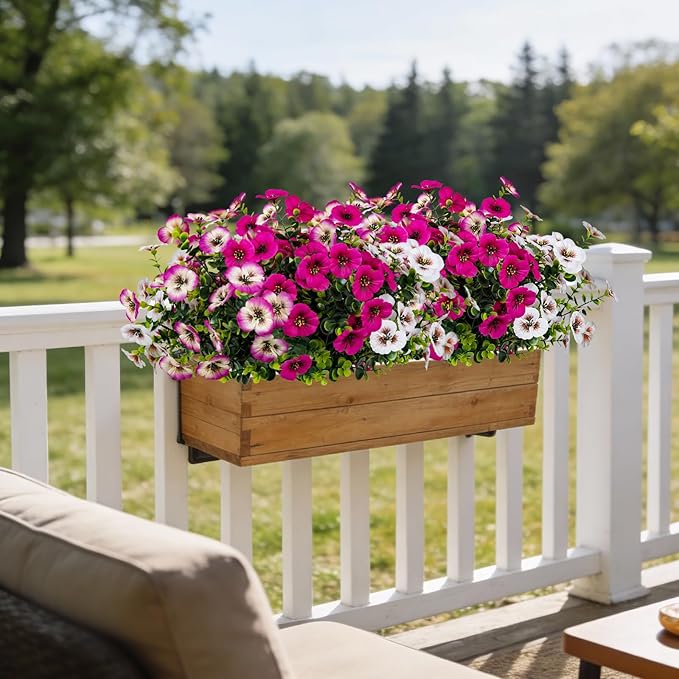 17 Inch Artificial Faux Pansy Flowers for Outdoor,Fake Pansies Flowers with Eucalyptus Leaves Fake Plants Greenery Boxwood Porch Patio Decor 6 Bundles(White,Rose White,Rose Red)
