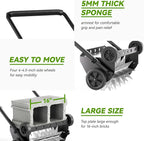 Lineware 18-Inch Lawn Aerator,Heavy Duty Push Spike Aerator with 4 Wheels,Aerator Lawn Tool with Steel Handle, Manual Aerator Lawn Tool with Foam Armrests, Suitable for Lawn, Garden and Yard