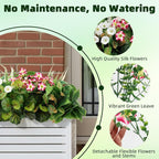 HOHOTIME Artificial Plants Outdoor, Realistic Faux Greenery & Flowers UV Resistant Fake Plastic Begonia Morning Glory Eucalyptus Fern for Outdoor Decorations Patio Garden Front Porch Yard Decor