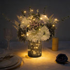 Fake Flowers in Vase, Dusty Blue Artificial Flowers Arrangement in Vase, Fake Floral Table Centerpieces for Kitchen Farmhouse Coffee Table Living Room Cemetery Gravesites Decor
