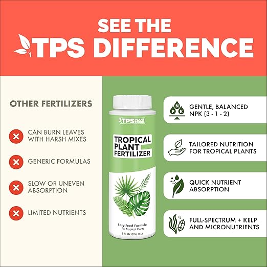 Tropical Plant Fertilizer – Liquid Plant Food for Bigger Leaves, Lush Growth & Stronger Roots, 32 oz