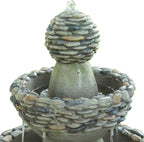 Teamson Home 36.5 in. Outdoor 3-Tier Zen-Style Pedestal Water Fountain in. with Stone Trim with Pump and 2.64 Gallon Capacity, Stone Gray
