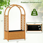 Giantex Set of 2 Raised Garden Bed with Arch Lattice Trellis, for Climbing Vine Flower Vegetable, Wood Planter Box with Liner & Drainage Design, Outdoor Plant Container for Yard Balcony (33"x15"x57")