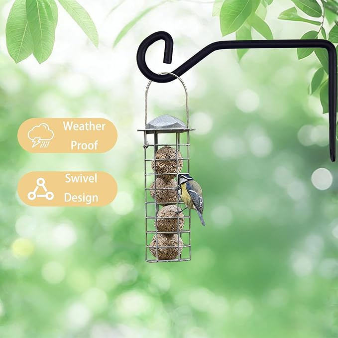 2 Pack Plant Hanger Wall Hook, Heavy Duty Metal Plant Hangers Outdoor Holds Up to 40 lb, Hooks for Hanging for Hanging Plants Indoor Outdoor Patio Garden （6IN Black）