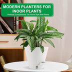 Pottiffe Self-Watering-Pots-for-Indoor-Plants, 8 Inch Flower Pots for Indoor Plants, 3 Pack Plastic Planters with Drainage Holes and Saucers