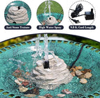 Bird Bath Water Fountain Resin Rock Fountain with 9.8ft Cord Length Water Pump Rock Waterfall for Hummingbird Birdbath Outdoor Decor for Garden Lawn Fish Tank and Aquariums (Grey)