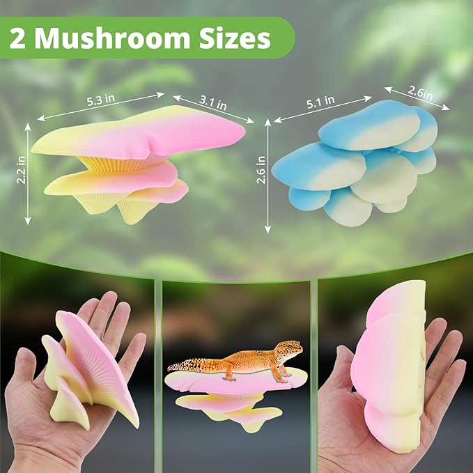 Westant Mushroom Decor for Reptile Tank, Fish Tank, Pet-Safe Bearded Dragon Tank Accessories, Realistic Terrarium Plants for Leopard Geckos, Crested Geckos, Tree Frogs, Snakes (Forest, Cluster Cap)