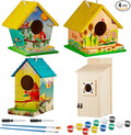 Liliful 4 Pack Birdhouse Crafts for Kids, Wooden Creative DIY Bird House Kits Arts and Crafts Set for Kids and Adults, Spring Birthday Gifts for Toddlers Ages (Playful Style)
