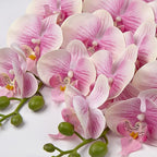 DILATATA 31.5" Faux Orchid Real Touch Signal Stem Phalaenopsis Orchid Spray with 9 Large Flowers for Home Arrangement, Artificial Flowers for Home Decor, Office House Decoration- Pink Orchid 2 Pcs