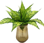 Artificial Agave Fake Plants, Faux Shrubs Grass Bushes Plant Plastic Flowers for Wedding Party Office Indoor Outdoor Room Yard Garden Greenery Leaves Decor Planter Filler Decoration Yellow 2 Pack