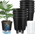 Wonderjune Self Watering Pots for Indoor Plants with Deep Reservoir and High Drainage Holes for Outdoor Plants and Flowers, Bare Root Planter(5.91'',Black,9 Pcs)