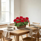 Briful Artificial Geraniums Flowers in Woven Basket Planter, Real Faux Red Silk Geranium Blooms for Outdoor Patio Porch, 13.8" Fake Potted Plant for Home Office Indoor Window Table Centerpiece Décor
