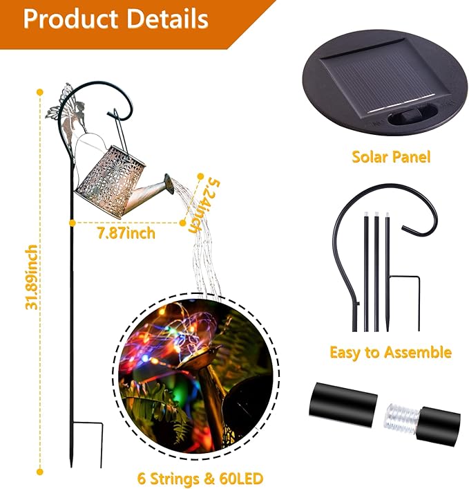 SRNPMIU Solar Watering_Can Light, Solar Outdoor Decorative,Garden Decor Lights for Yard, IP65 Waterproof Hanging Lantern Landscape Lights, Garden Gifts for Mom, Grandma Women Birthday