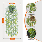 Freyalife 1Pcs Fake Plants Eucalyptus,Artificial Potted Faux Hanging Plants for Vintage Boho Home Living Bedroom Kitchen Farmhouse Bathroom Office Desk Book Shelf Wall Room Accessories Decor Indoor