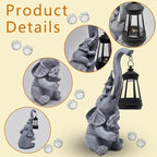 Solar Garden Outdoor Statues Lights Elephant Garden Sculptures Birthday Housewarming Gifts for Women Mom Grandma for Patio Yard Lawn Backyard Decorations