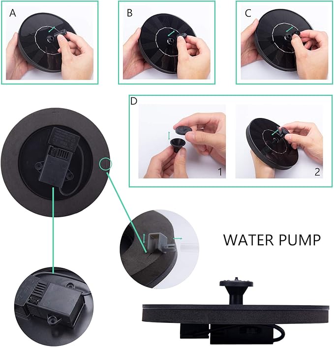 LAWOHO Solar Fountain Pump 1.5W Upgraded Submersible Solar Water Fountain Panel Kit for Bird Bath,Small Pond,Garden and Lawn Solar Water Pump Built-in Filter