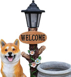 Animal Outdoor Statue Planter Solar Light Welcome Garden Sculpture Resin Flower Pot Decorative Porch Patio Yard Lawn Entryway Figurine with LED Lamp Rustic Plant Holder Ornament Courtyard (K)