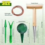 SPEEDWOX Dibbler Gardening Tool Wood Handle Garden Hole Punch Dibbler Tool for Planting Seeds,Self Watering Stakes Bulb Planter Tool Flower Bulb Planting Tools Hole Digger for Gardening