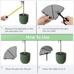 4 Pcs Flower Pot Cover, 11.8 in & 20.8 in Plant Pot Grid with Stakes, Cuttable Abs Plant Protectors, Pet Digging Deterrent for Indoor & Outdoor Plants