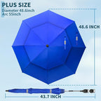 48.6" Double Canopy Beach Umbrella with Clamp, UPF50+ Beach Chair Umbrella with clip(Cobalt Blue)