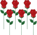 YEAHOME Valentines Day Decorations Outdoor, Set of 6 Rose Metal Flowers Decorative Garden Stakes for Valentines Day Decor, Lovely Yard Stakes for Home Lawn Pot Flowerbed Wedding Anniversary