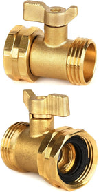 2 Pack Garden Hose Shut Off Valve - Extended Handle - 3/4" Heavy Duty Solid Brass Hose Connector Water Shut Off Valve Hose Shutoff Valve with 4 Pcs Hose Washers