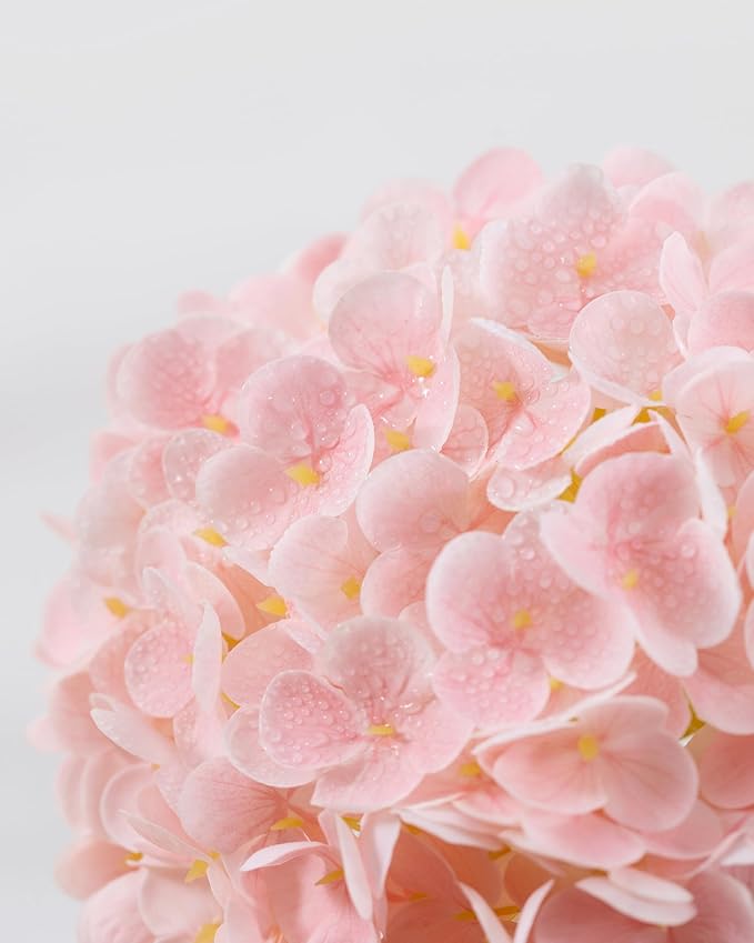 DuHouse 3Pcs Large Hydrangea Artificial Flowers,Latex Real Touch Hydrangea with Long Stems & Leaves for Home Decor Party Floral Arrangements Wedding Bouquets Centerpieces(Pink)