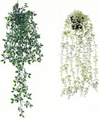 2pcs Fake Hanging Plants for Room Decor,Artificial Potted Plants Eucalyptus for Aesthetic Vintage Boho Home Office Living Bedroom Wall Patio Bathroom Bookshelf Christmas Indoor Outdoor Decor