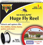 Revenge No Escape Huge Fly Reel Sticky Tape Trap, 1,312' Indoor Outdoor Hanging Disposable Fly Strip, Non-Toxic People and Pet Safe
