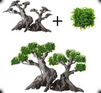 Novelsite Fish Tank Decor- Bonsai Trees with Faux Moss- Aquarium Rocks Aquascaping- Made of Sandstone, Goldfish Betta Fish Tank Decorations Hides Accessories