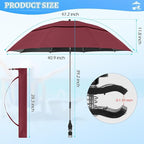 2 Pack 40.9'' Beach Chair Umbrella with 360° Adjustable Canopy & 270° Flexible Clamp, Double Canopy Sun Protection for Wheelchair, Patio, Golf Cart, Camping